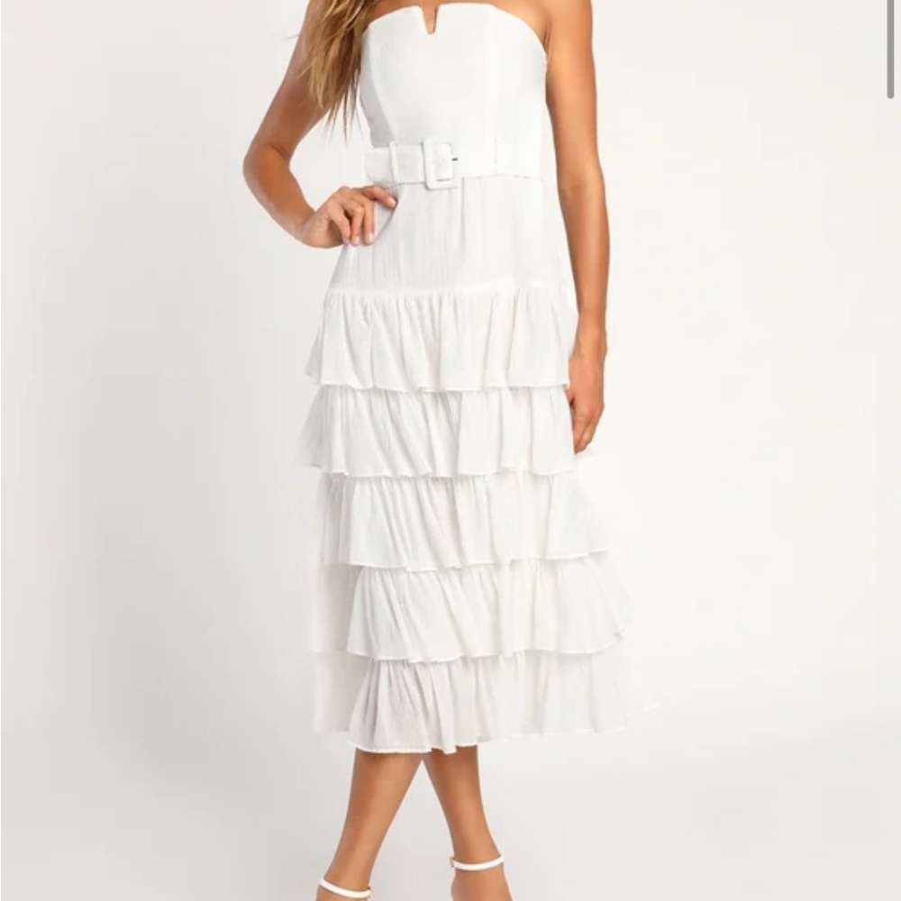 Lulu's White Strapless Tiered Sundress